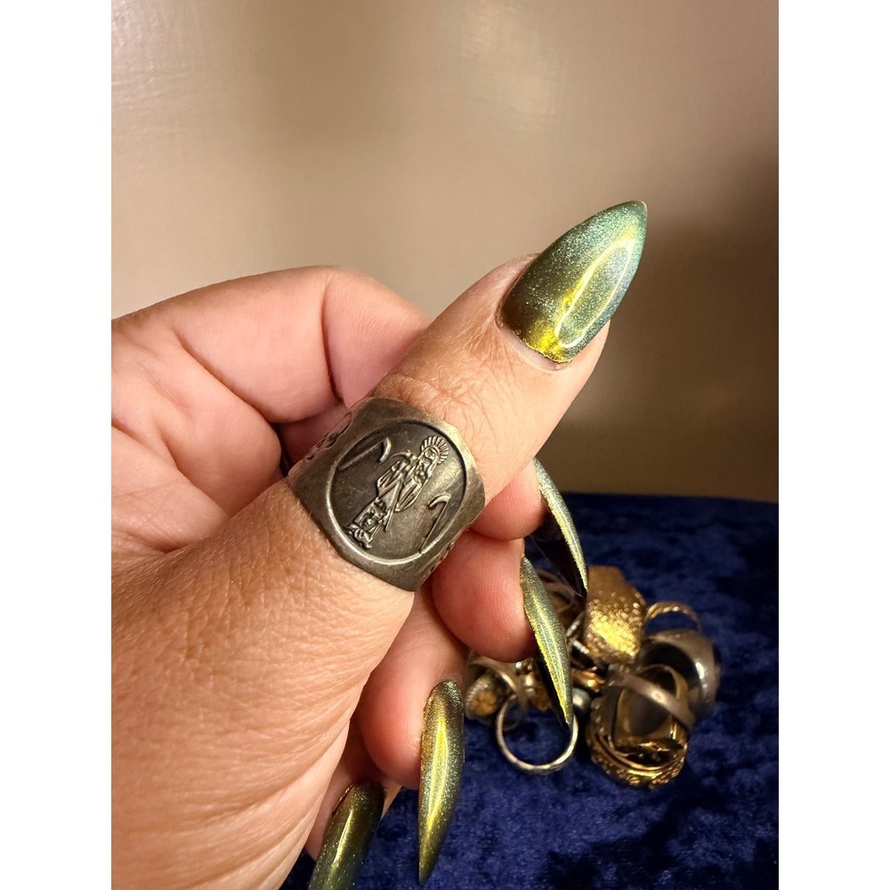 Vintage Mexican Sterling Silver Santa Muerte Skull Band Ring MEX 925 Size 11
